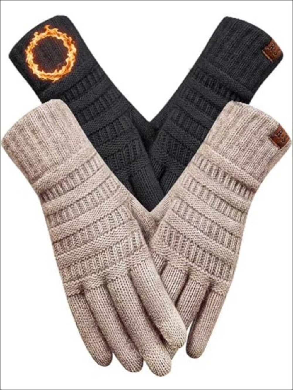 2 Pairs Winter Gloves for Women Touch Screen Warm Knit Thermal Cold Weather